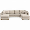Beige U-vormige hoekbank met 2 chaise longues, 5 zitplaatsen, 340 x 160 x 85 cm