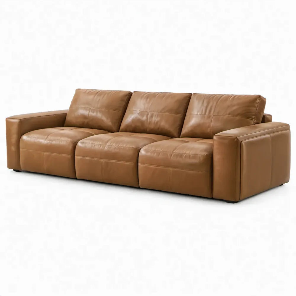 3-zitsbank met brede armleuningen, 230 x 95 x 85 cm, cognacbruin PU-leer