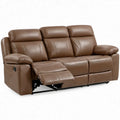 Bruine handmatig verstelbare 3-zits relaxbank van PU-leer, 205 x 94 x 102 cm