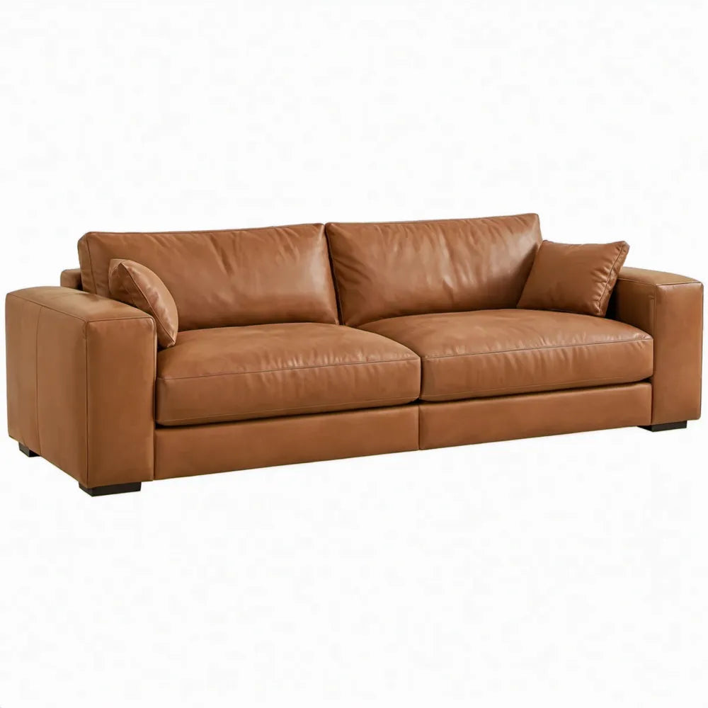 3-zitsbank 230 x 100 x 85 cm Cognac PU-leer