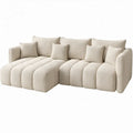 6-zits modulaire gebogen bank, 320 x 105 x 78 cm, crème, bouclé polyester