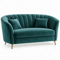 2-zitsbank 150 x 85 x 82 cm petrolgroen fluweel met goudkleurige stalen poten