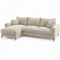 Beige hoekbank met liggedeelte links 250 x 160 x 85 cm met zwarte stalen poten