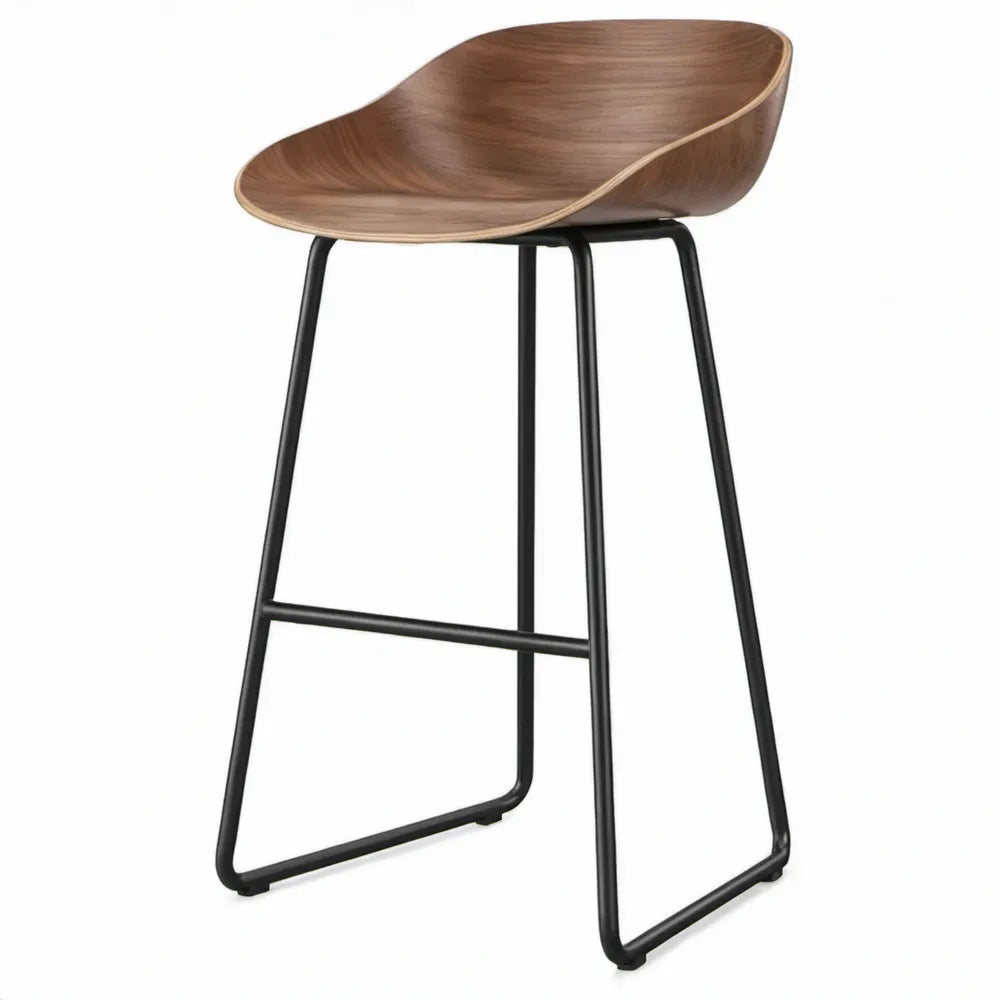 Barkruk met rugleuning 40 x 48 x 92 cm Walnootbruin/Zwart