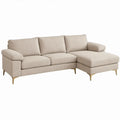 Beige L-vormige hoekbank met chaise longue rechts, 250 x 160 x 85 cm